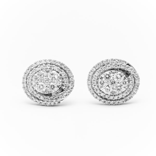 14K WHITE GOLD EARRINGS WITH WHITE DIAMOND(S) - Le Vount Jewelry