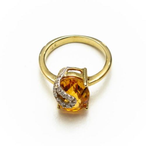 14K GOLD EARRINGS WITH CITRINE AND DIAMOND(S)